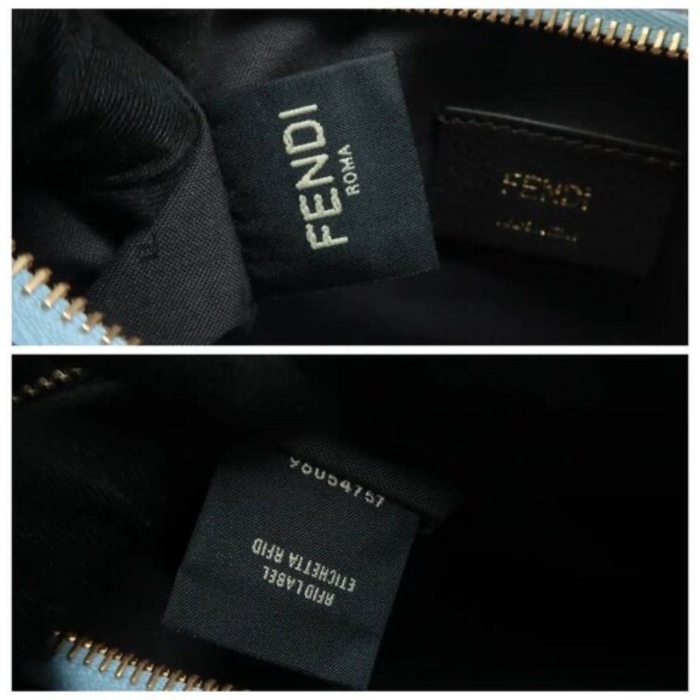 100% Authentic FENDI Fendigraphy Blue Leather Shoulder Bag 2007-071224 - Picture 11 of 12